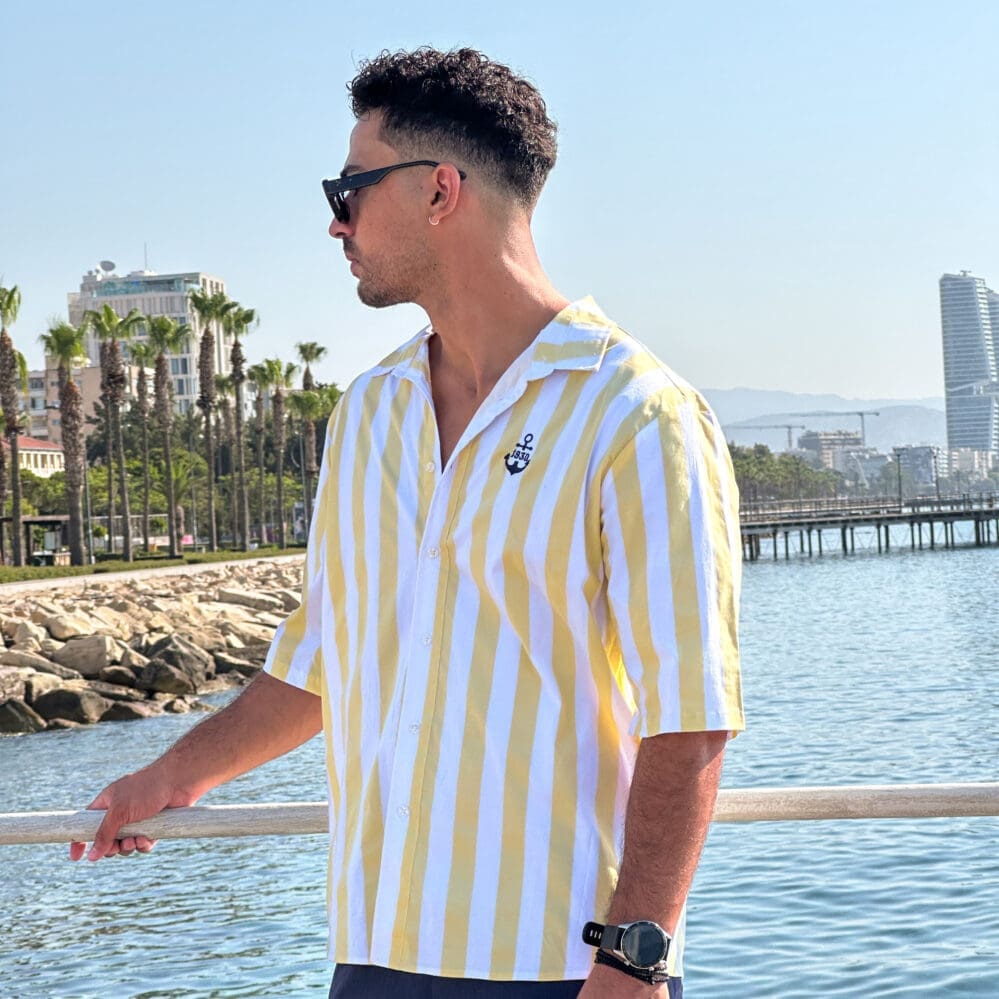 ''Since 1930'' Vertical stripe shirt