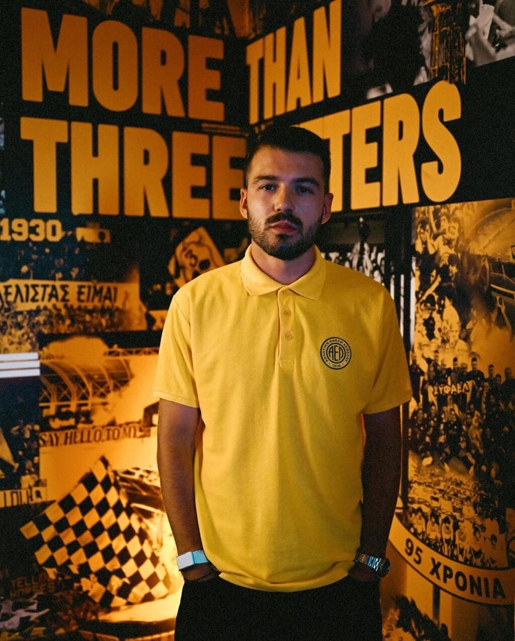 Yellow collared shirt