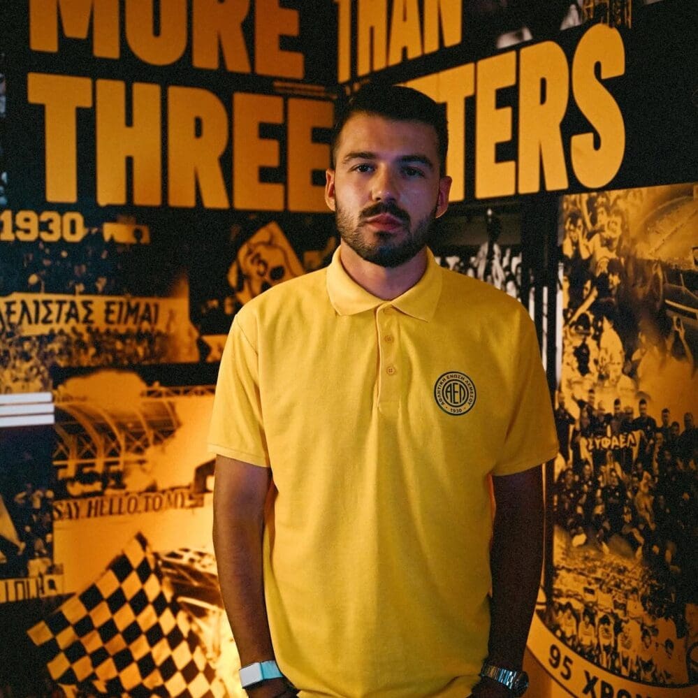 Yellow collared shirt