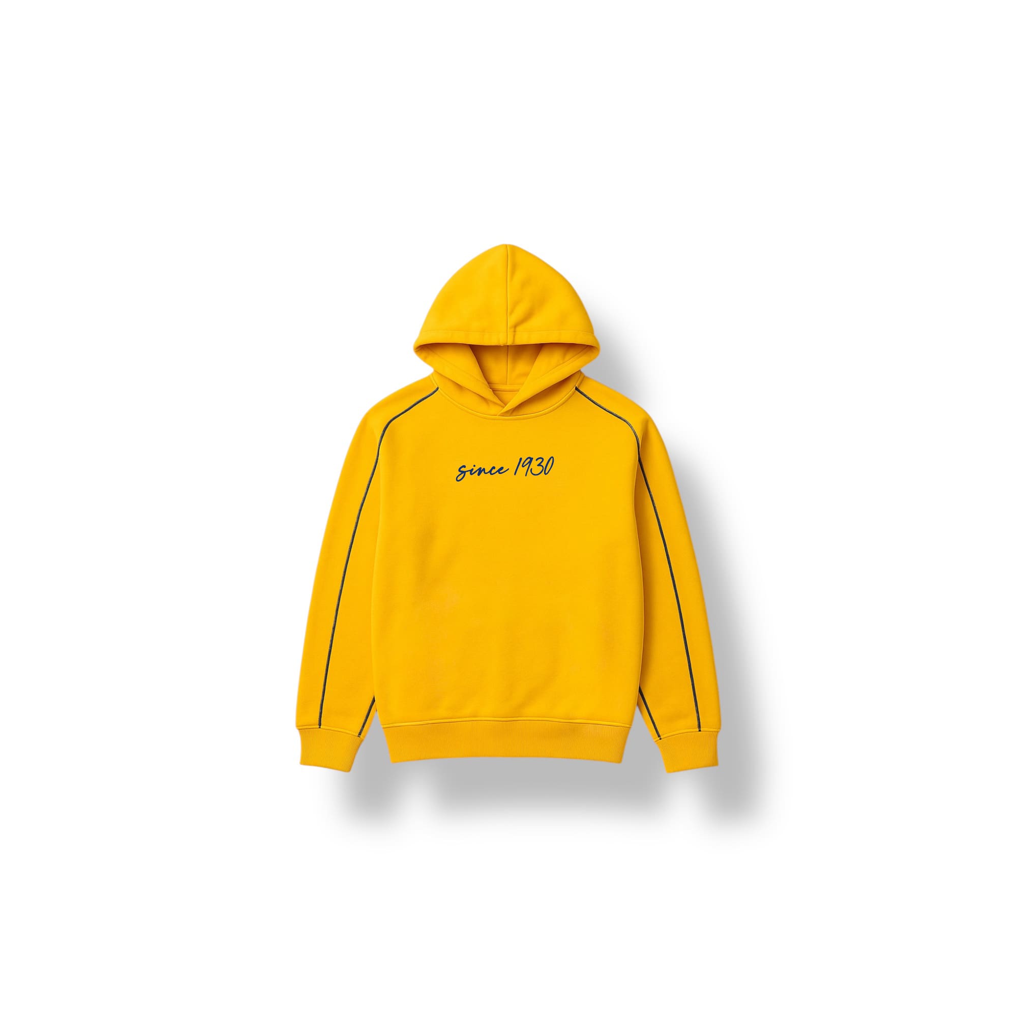 Yellow hoodie with stripes ''Since 1930''